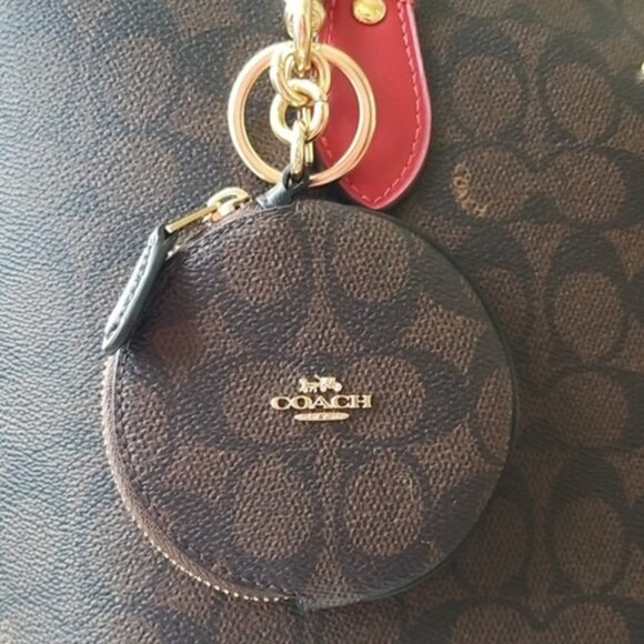 Coach - Signature Canvas Circular Coin Pouch / Key Fob - Picture 2 of 6